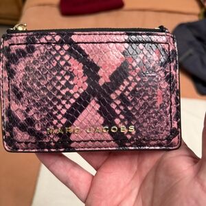 Marc Jacobs Pink and Black Snake Print Card Holder